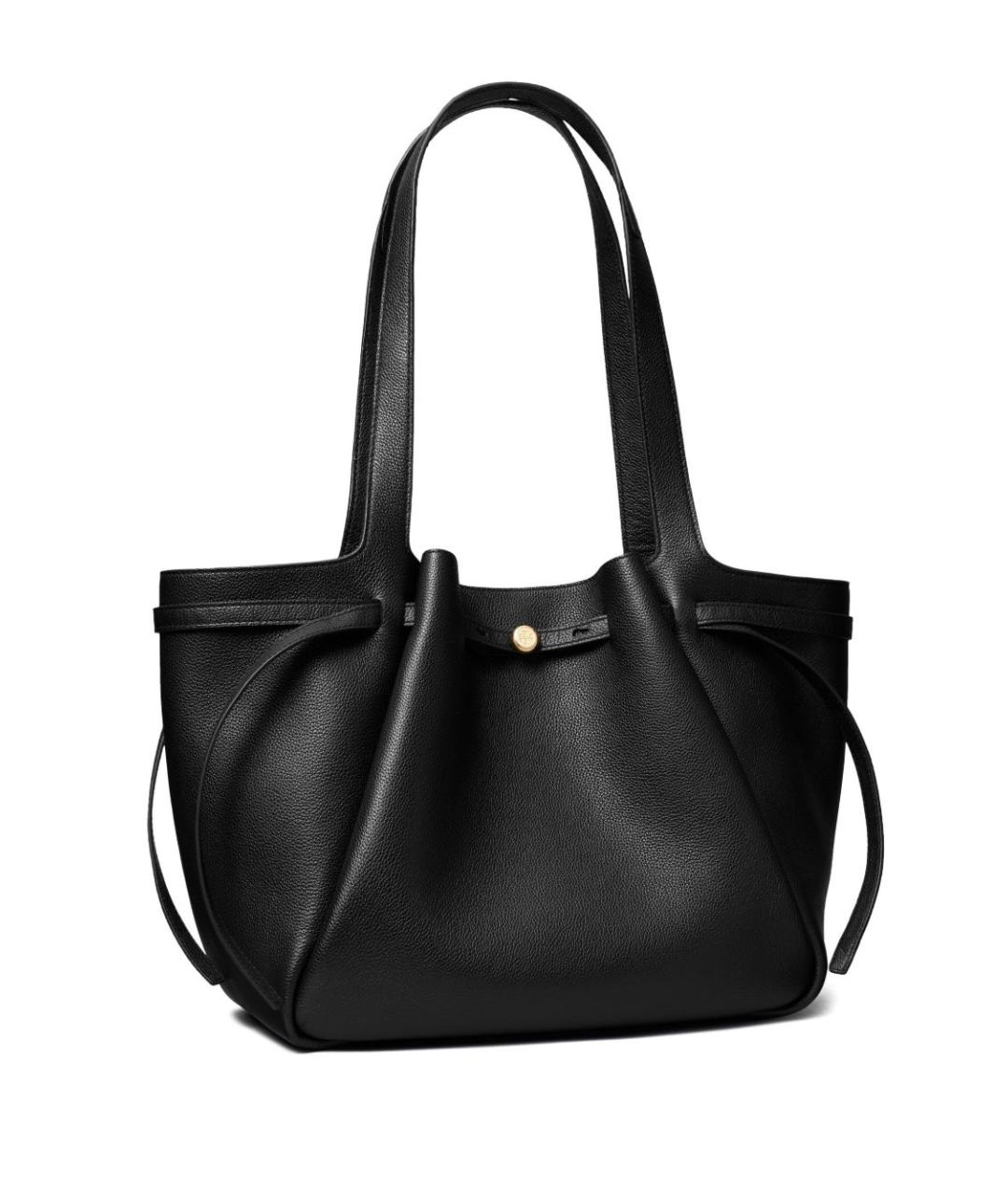 TORY BURCH Черная кожаная сумка тоут, фото 2