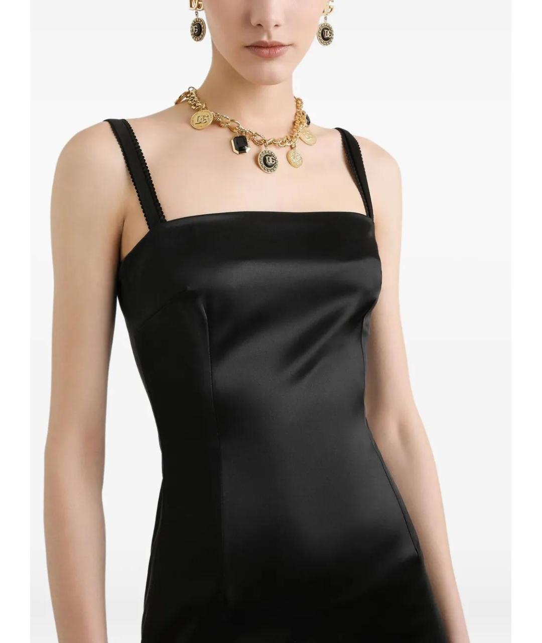DOLCE&GABBANA Черное вискозное коктейльное платье, фото 4