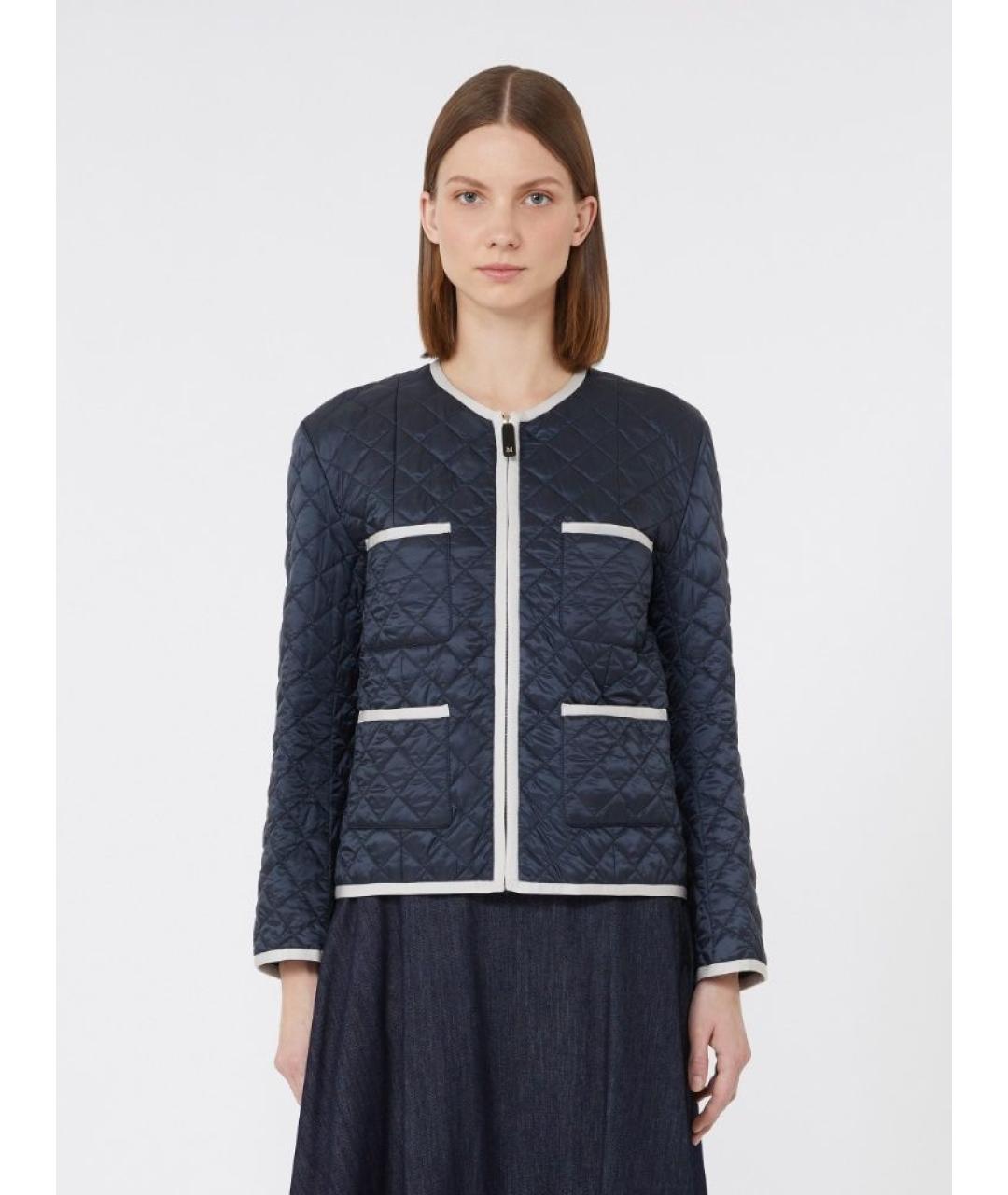 MAX MARA Синяя полиэстеровая куртка, фото 2