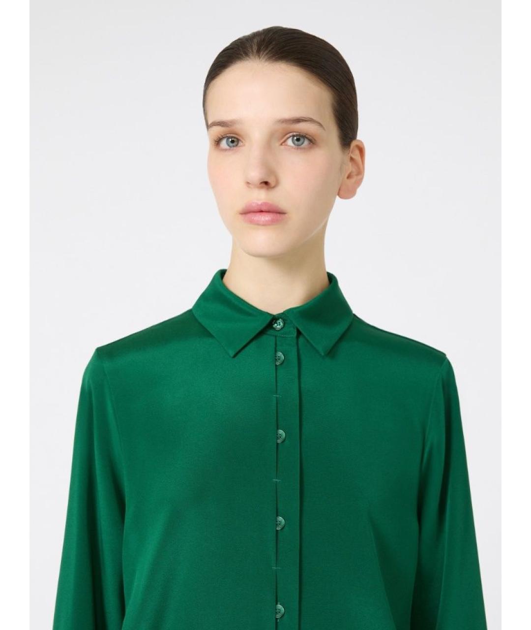 MAX MARA Зеленая шелковая рубашка, фото 4