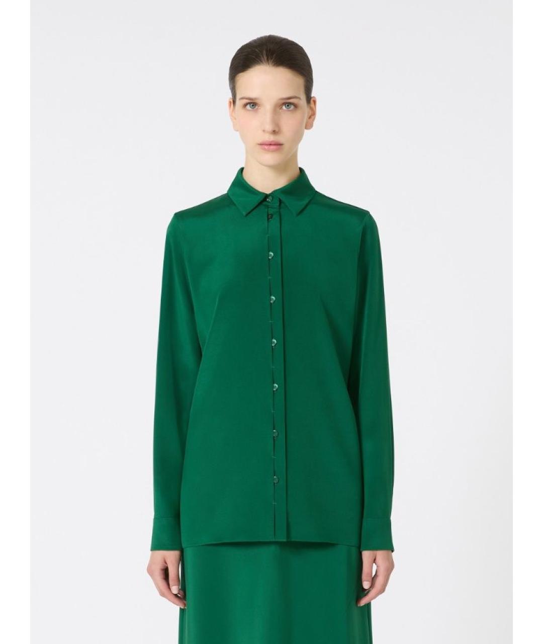 MAX MARA Зеленая шелковая рубашка, фото 2