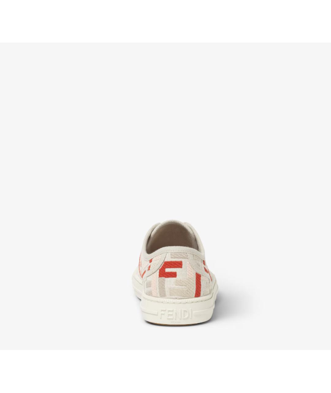 FENDI Бежевые текстильные кеды, фото 3