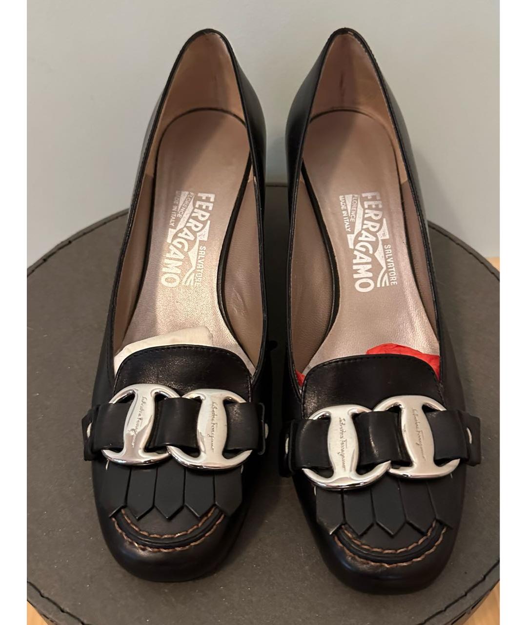 FERRAGAMO Черные кожаные туфли, фото 2