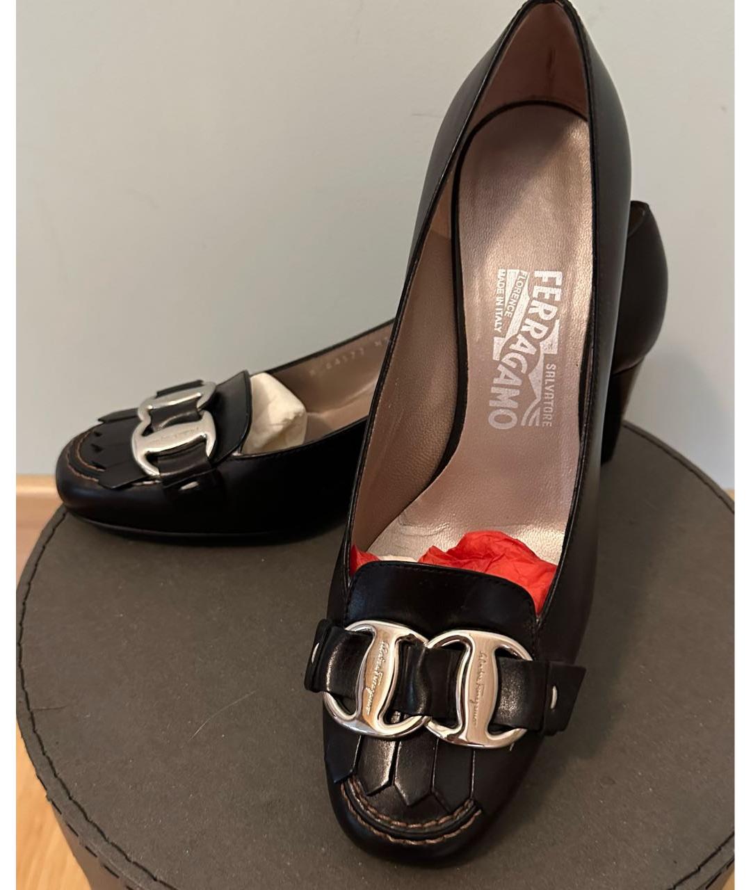 FERRAGAMO Черные кожаные туфли, фото 3