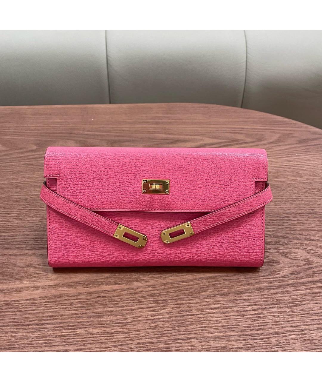 HERMES Розовый кожаный кошелек, фото 7