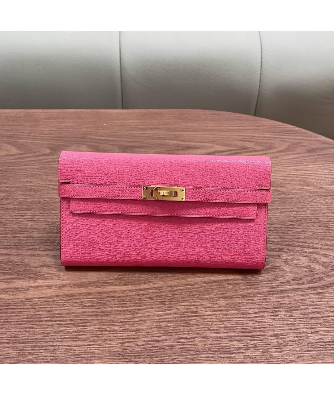 HERMES Розовый кожаный кошелек, фото 9
