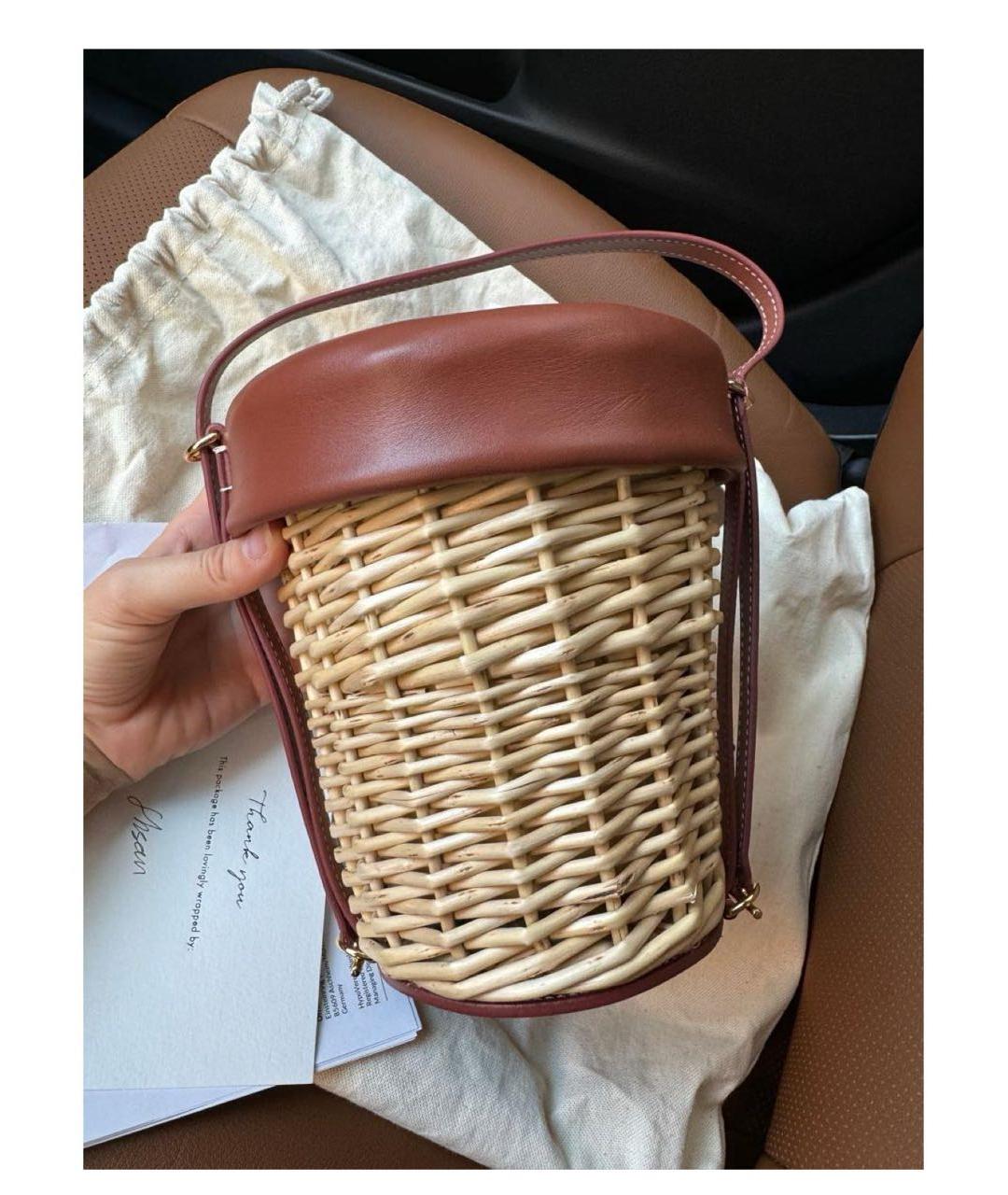 JACQUEMUS Бежевая пелетеная сумка через плечо, фото 3
