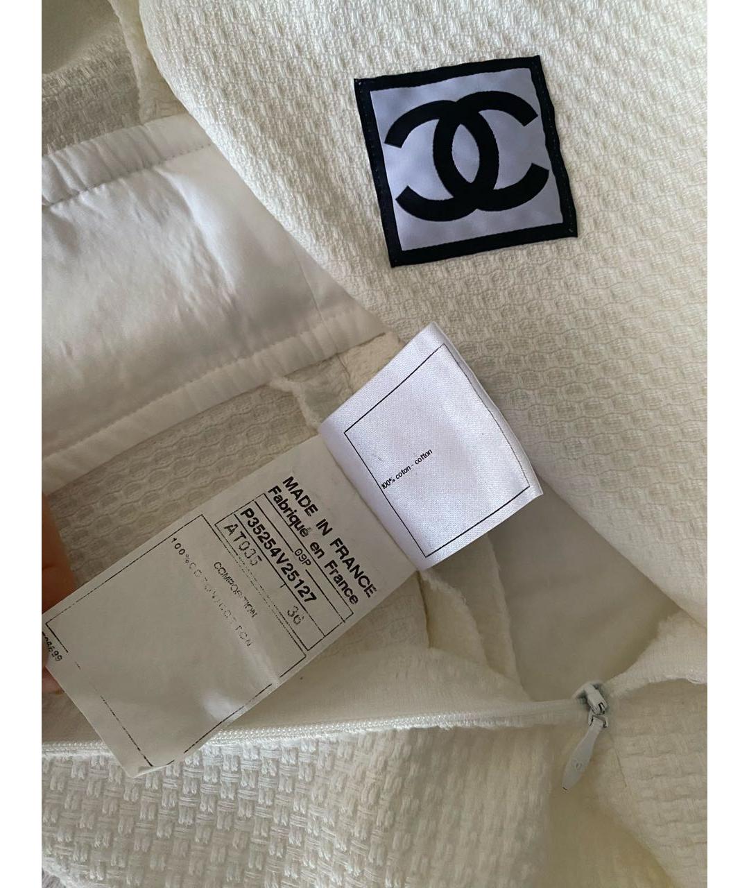 CHANEL Белое хлопковое повседневное платье, фото 8