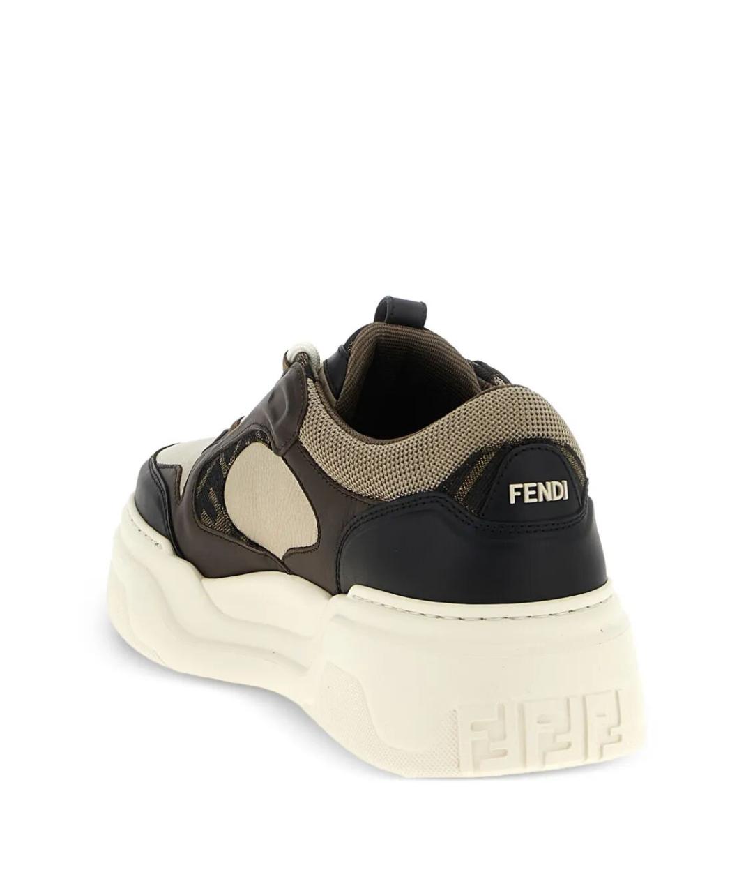 FENDI Коричневые текстильные низкие кроссовки / кеды, фото 3