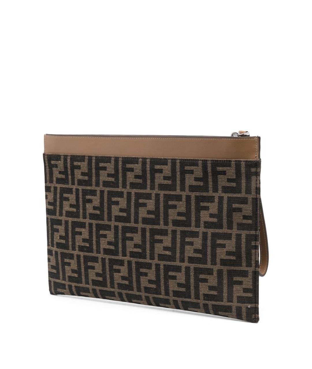 FENDI Коричневая жаккардовая папка для документов, фото 2