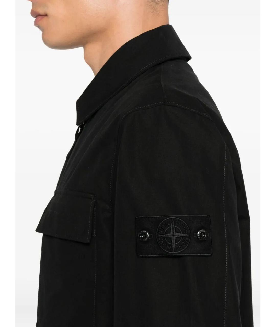 STONE ISLAND Черная хлопковая кэжуал рубашка, фото 3