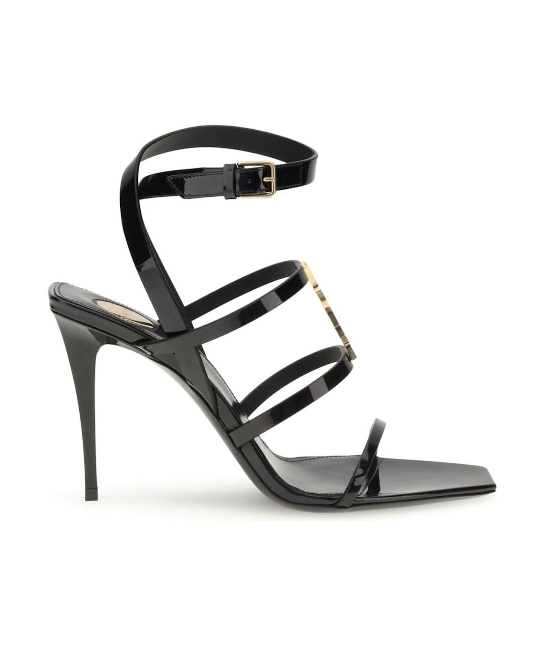 SAINT LAURENT Черные босоножки из лакированной кожи, фото 1