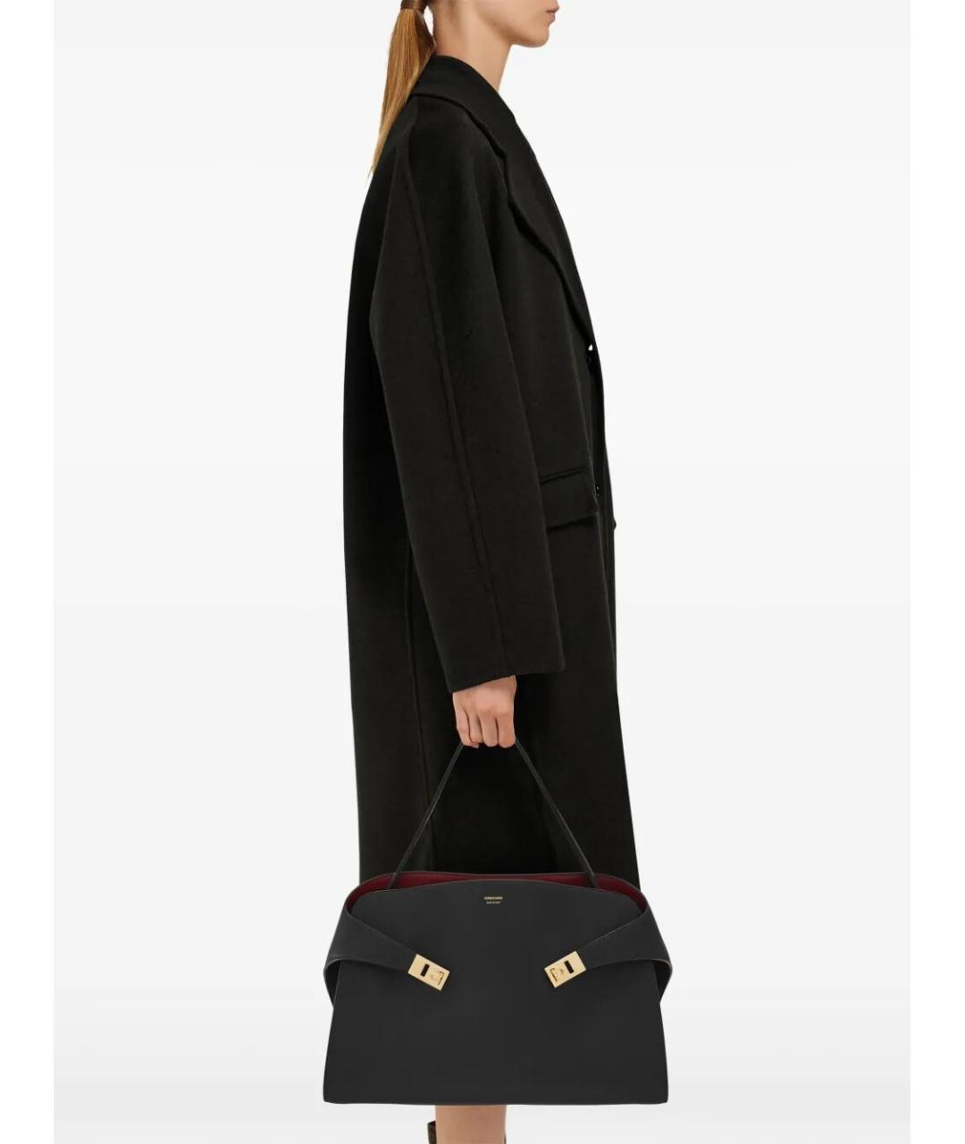 FERRAGAMO Черная кожаная сумка тоут, фото 2