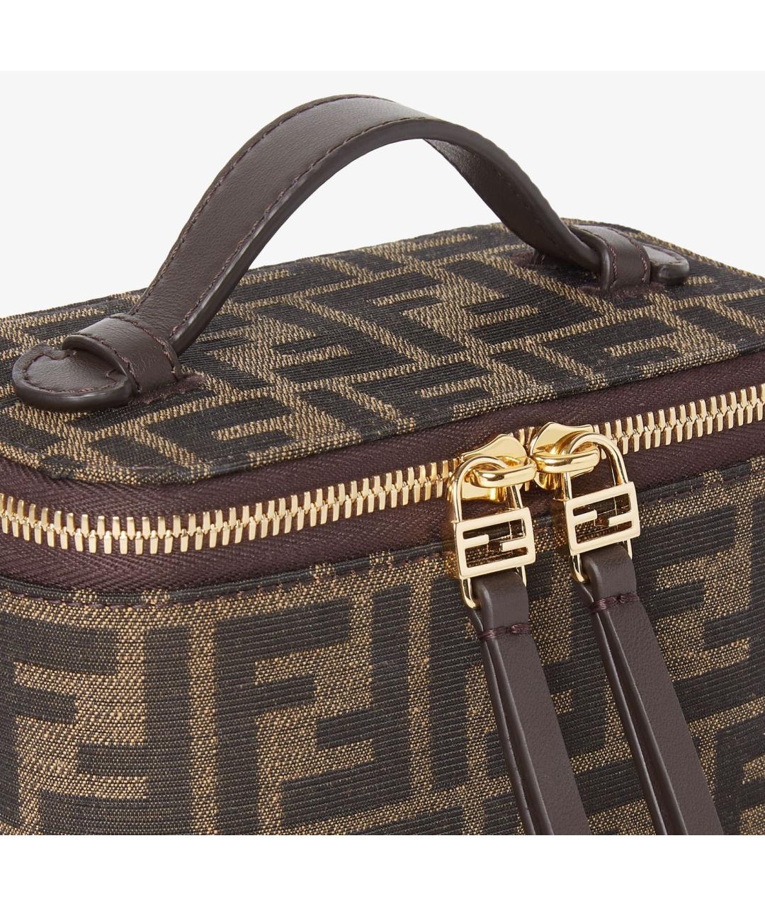 FENDI Коричневая жаккардовая сумка с короткими ручками, фото 5