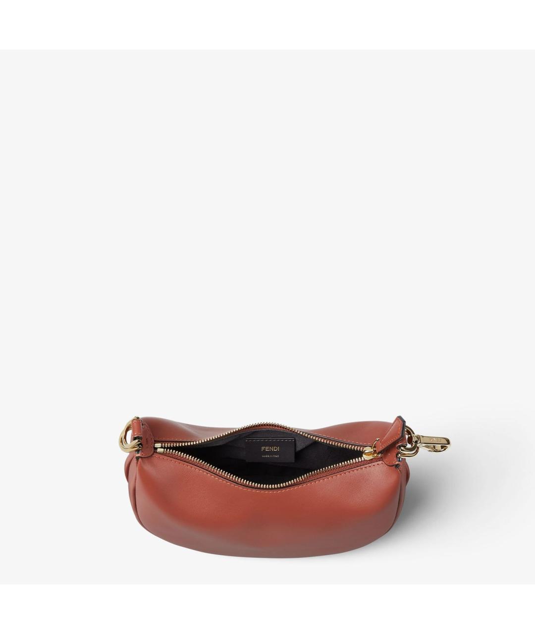 FENDI Коричневая кожаная сумка через плечо, фото 4