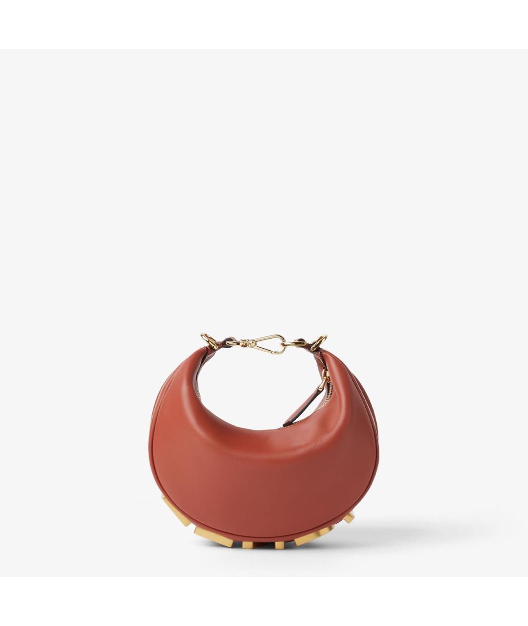 FENDI Коричневая кожаная сумка через плечо, фото 6