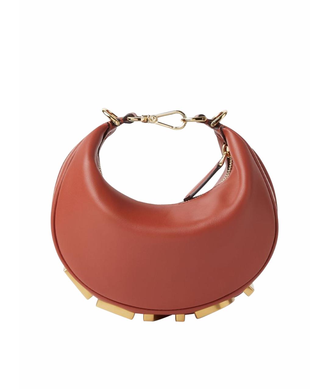 FENDI Коричневая кожаная сумка через плечо, фото 1