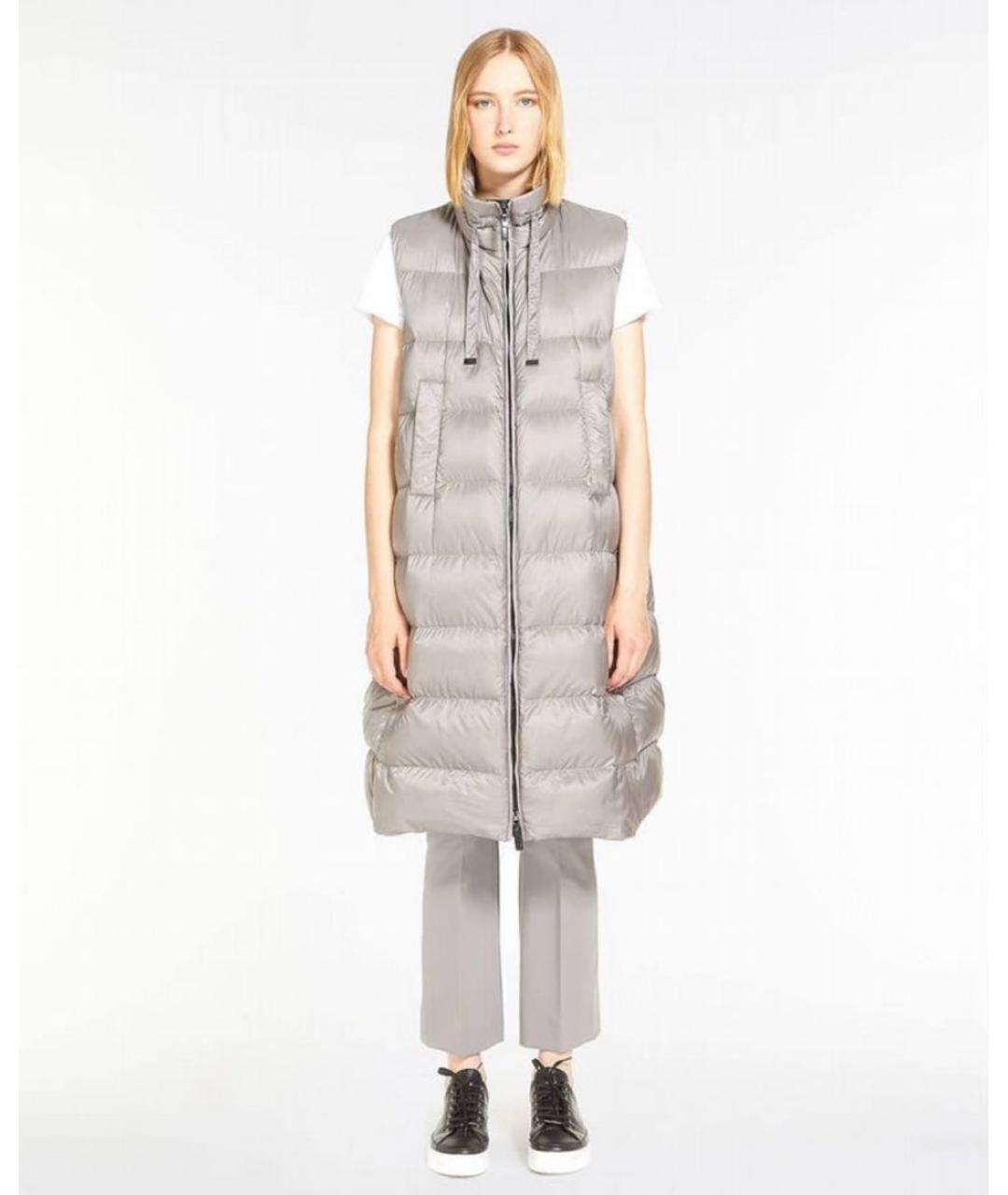 MAX MARA Серый полиэстеровый жилет, фото 8