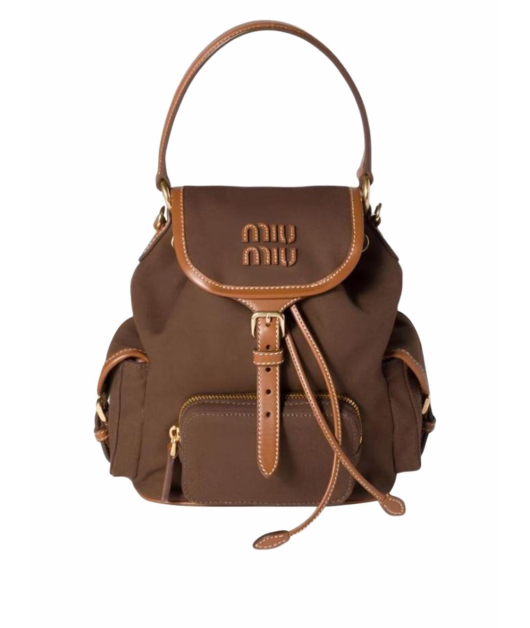 MIU MIU Коричневый кожаный рюкзак, фото 1