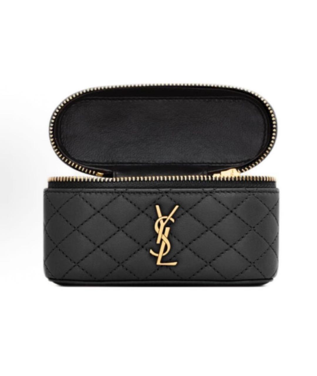 SAINT LAURENT Черная кожаная сумка через плечо, фото 2