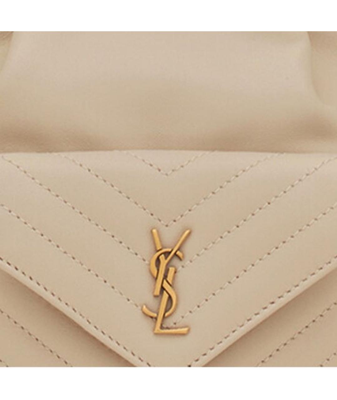SAINT LAURENT Бежевая кожаная сумка тоут, фото 6