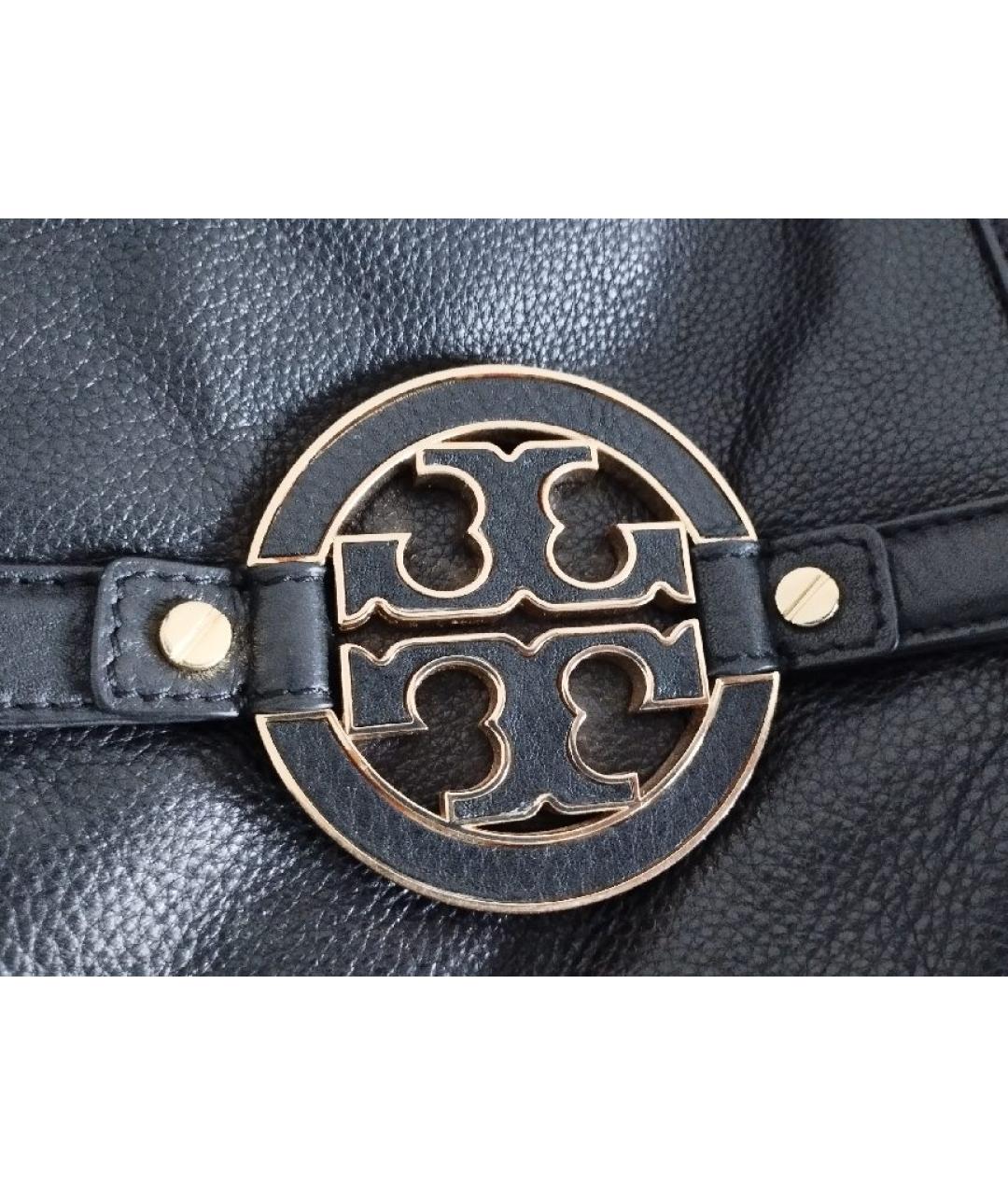 TORY BURCH Черная кожаная сумка тоут, фото 5