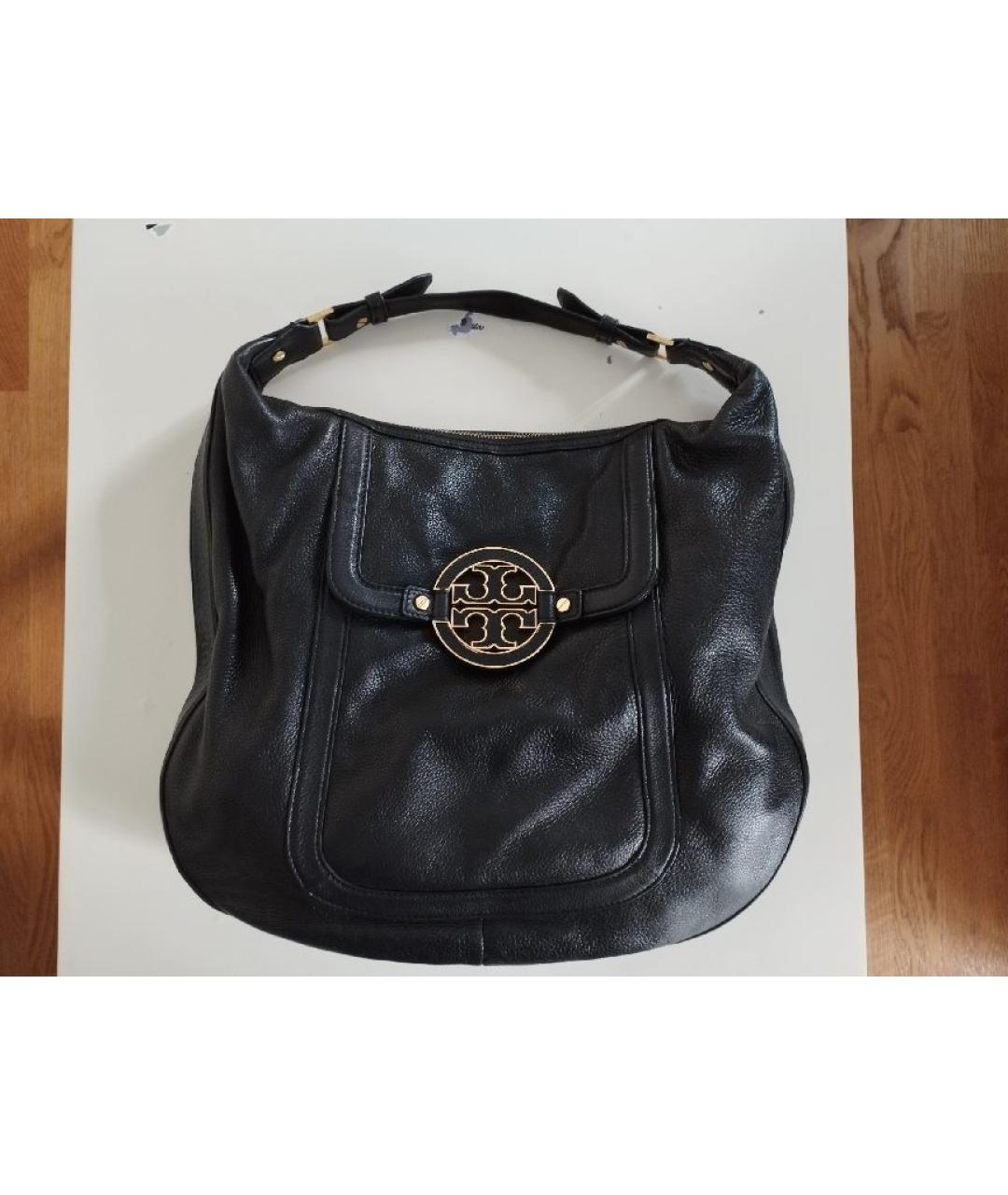 TORY BURCH Черная кожаная сумка тоут, фото 6