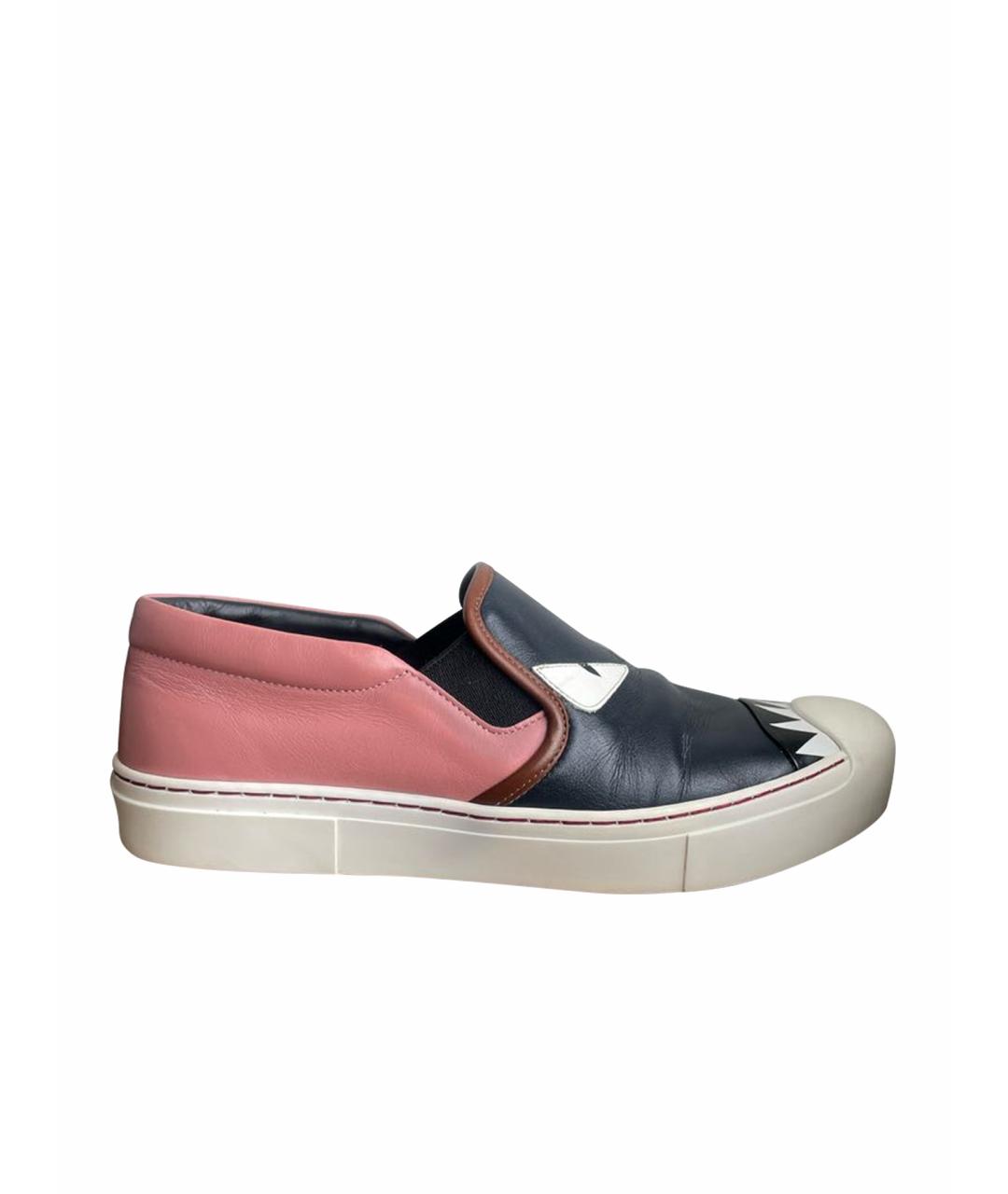 FENDI Розовые кожаные слипоны, фото 1