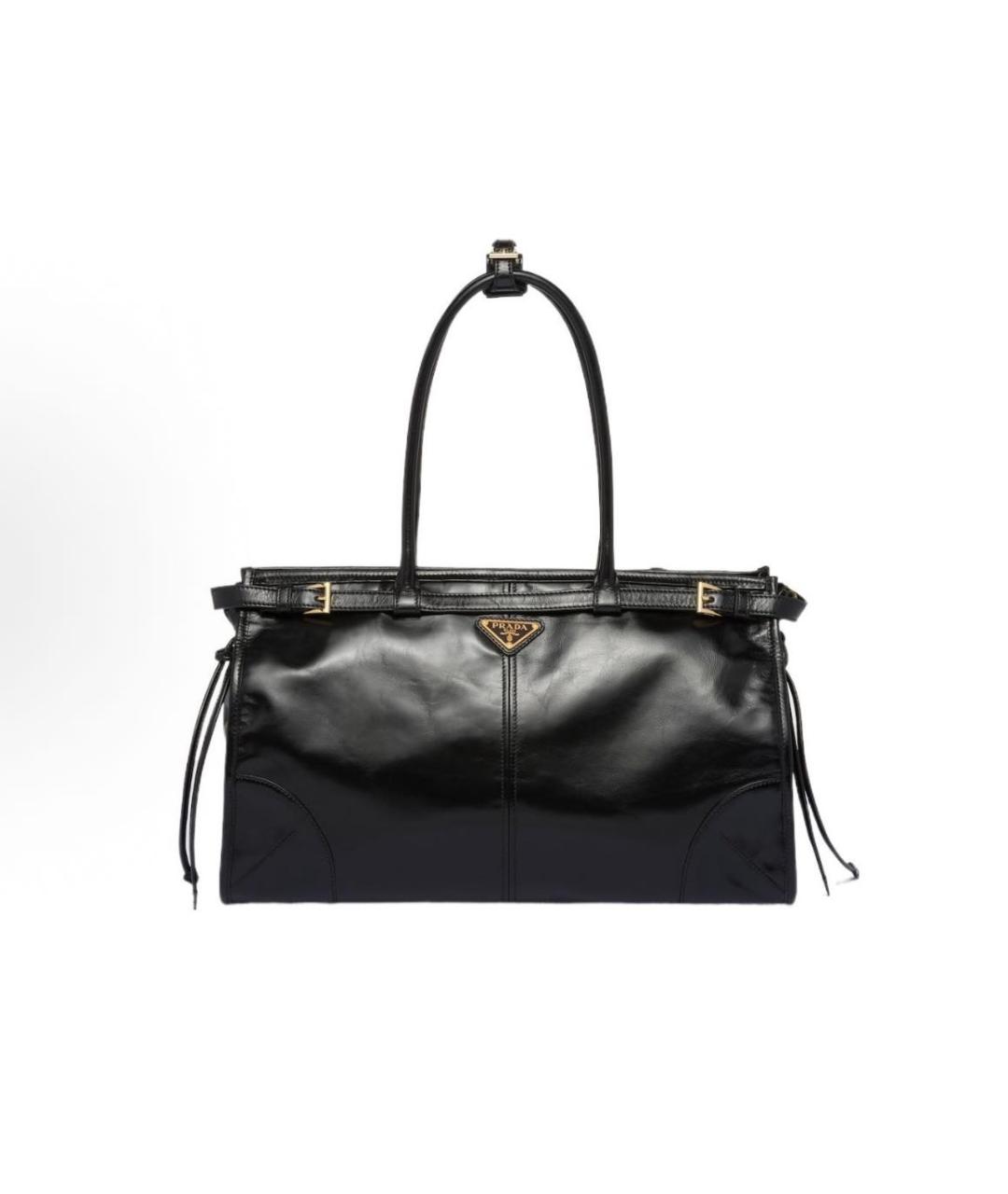 PRADA Черная кожаная сумка тоут, фото 7