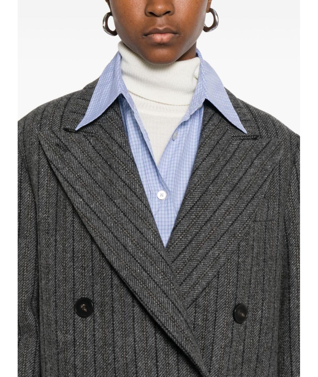 ALBERTO BIANI Серое шерстяное пальто, фото 5