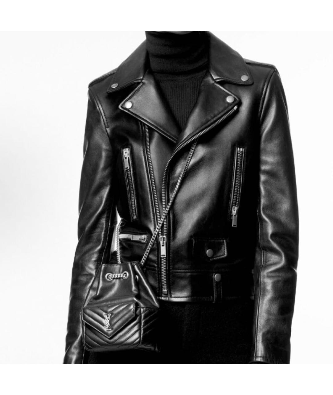 SAINT LAURENT Черная кожаная сумка через плечо, фото 6