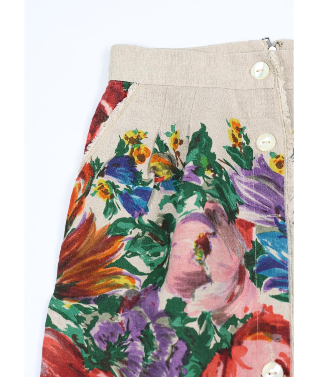 DOLCE&GABBANA Мульти льняная юбка мини, фото 5