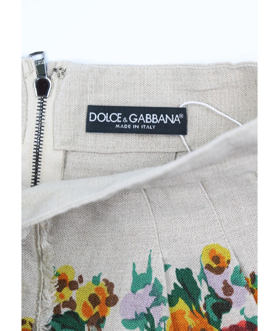 DOLCE&GABBANA Мульти льняная юбка мини, фото 3