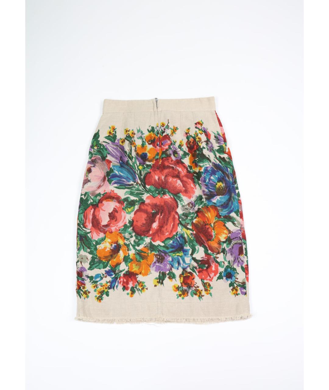 DOLCE&GABBANA Мульти льняная юбка мини, фото 2