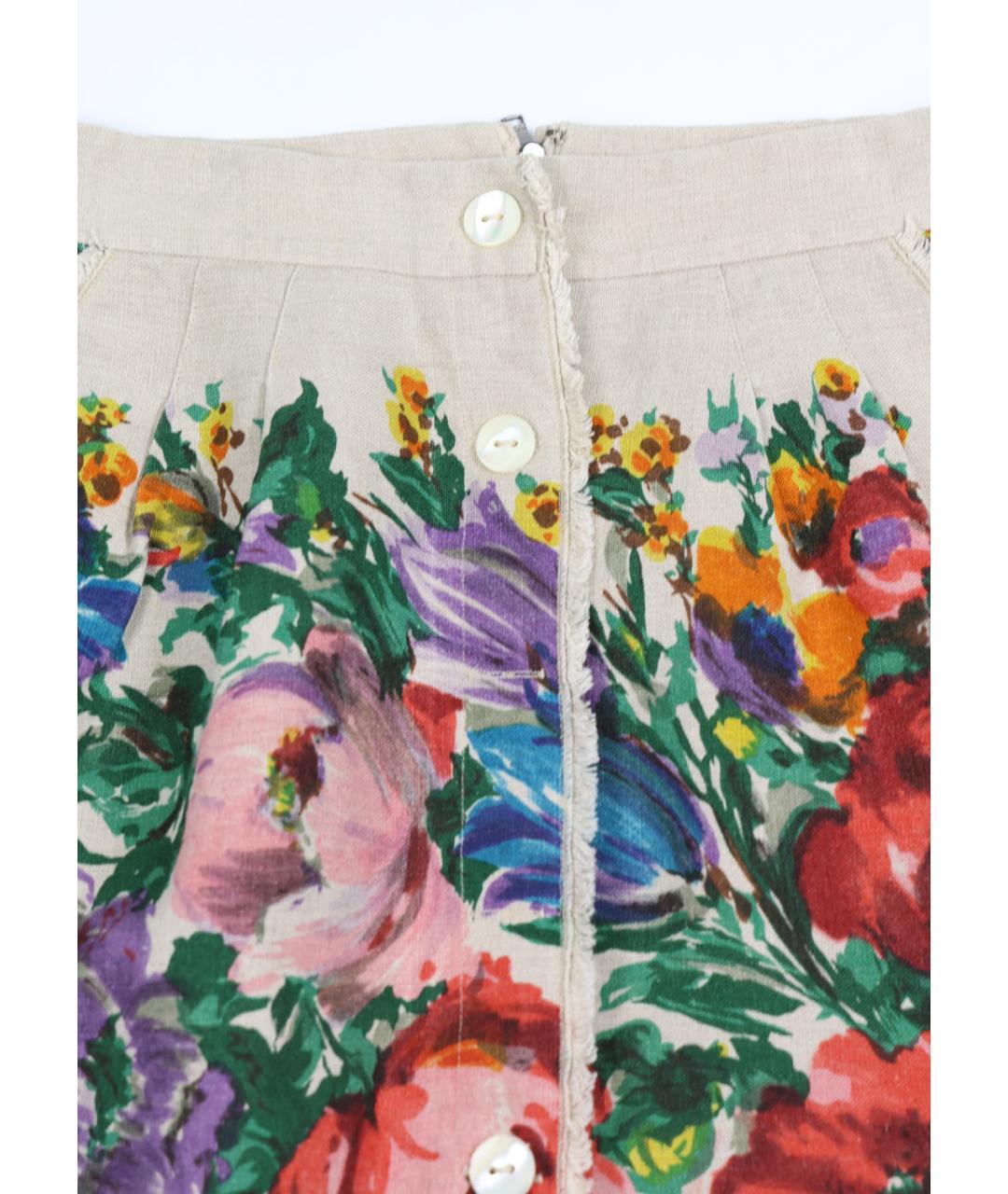 DOLCE&GABBANA Мульти льняная юбка мини, фото 4
