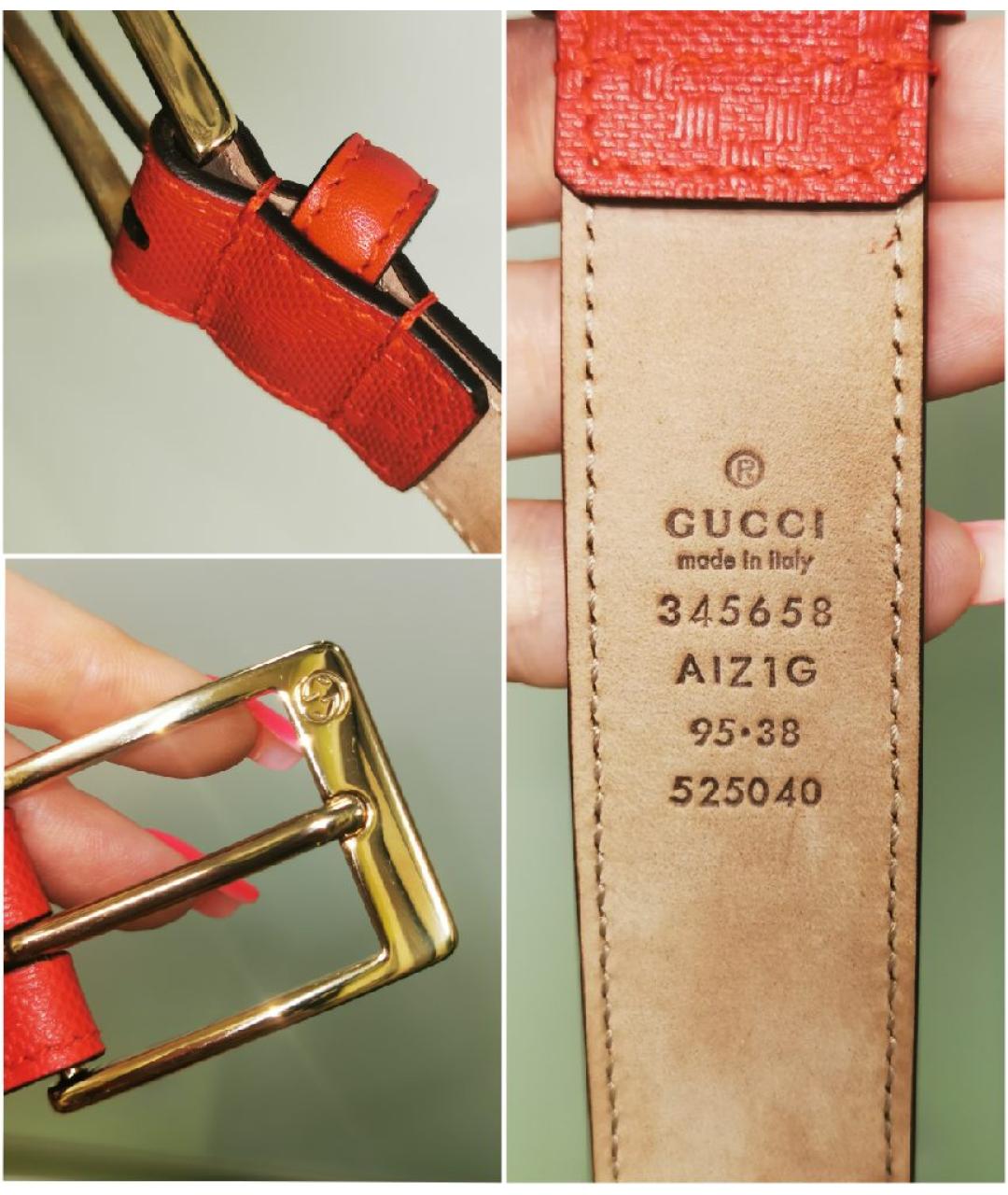 GUCCI Красный кожаный ремень, фото 8