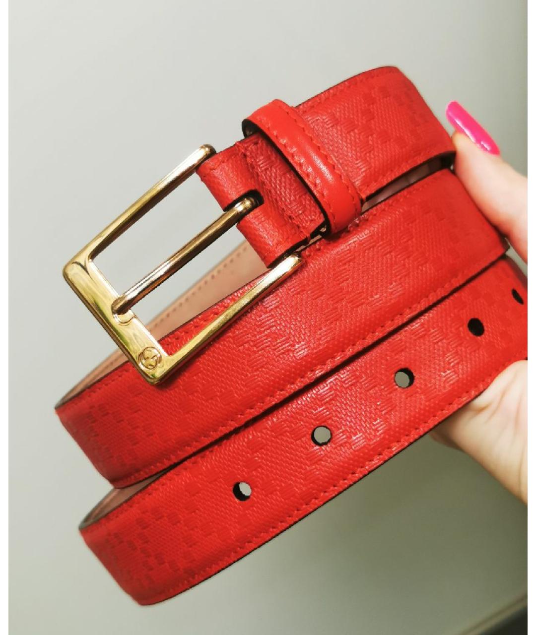 GUCCI Красный кожаный ремень, фото 3