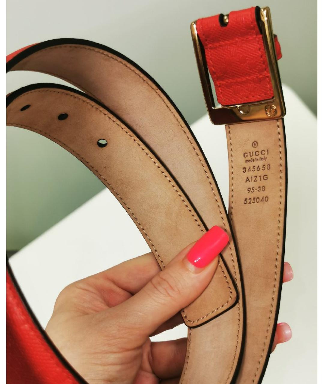 GUCCI Красный кожаный ремень, фото 6