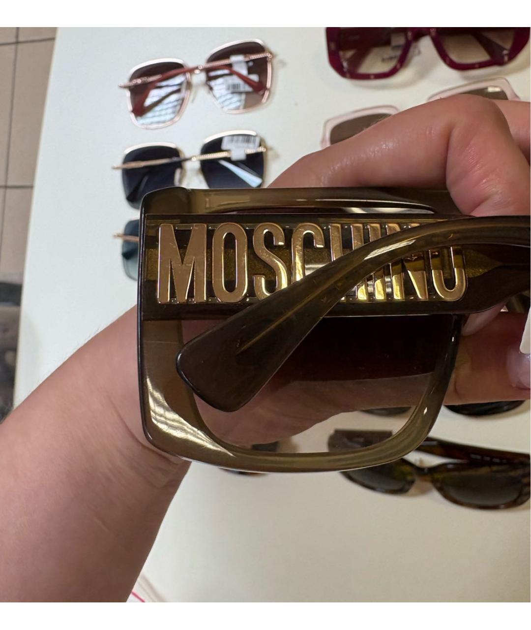 MOSCHINO Хаки пластиковые солнцезащитные очки, фото 5