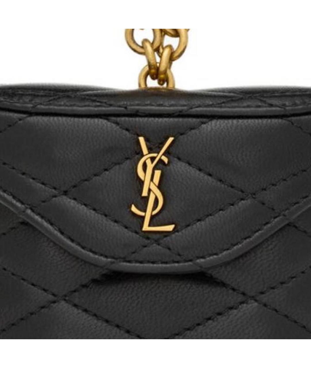 SAINT LAURENT Черная кожаная сумка с короткими ручками, фото 5