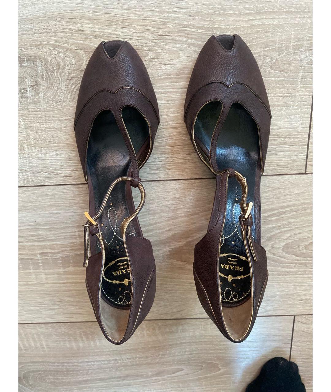 PRADA Коричневые кожаные туфли, фото 3