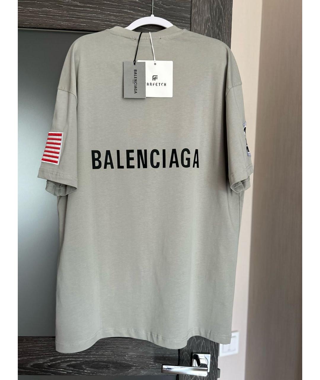 BALENCIAGA Антрацитовая хлопковая футболка, фото 3