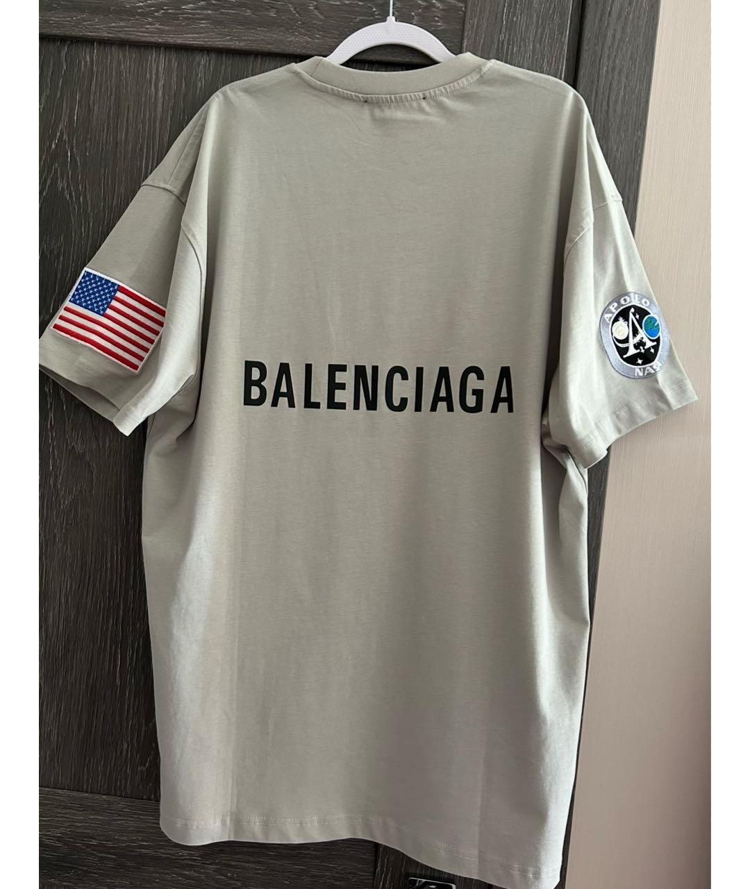BALENCIAGA Антрацитовая хлопковая футболка, фото 2