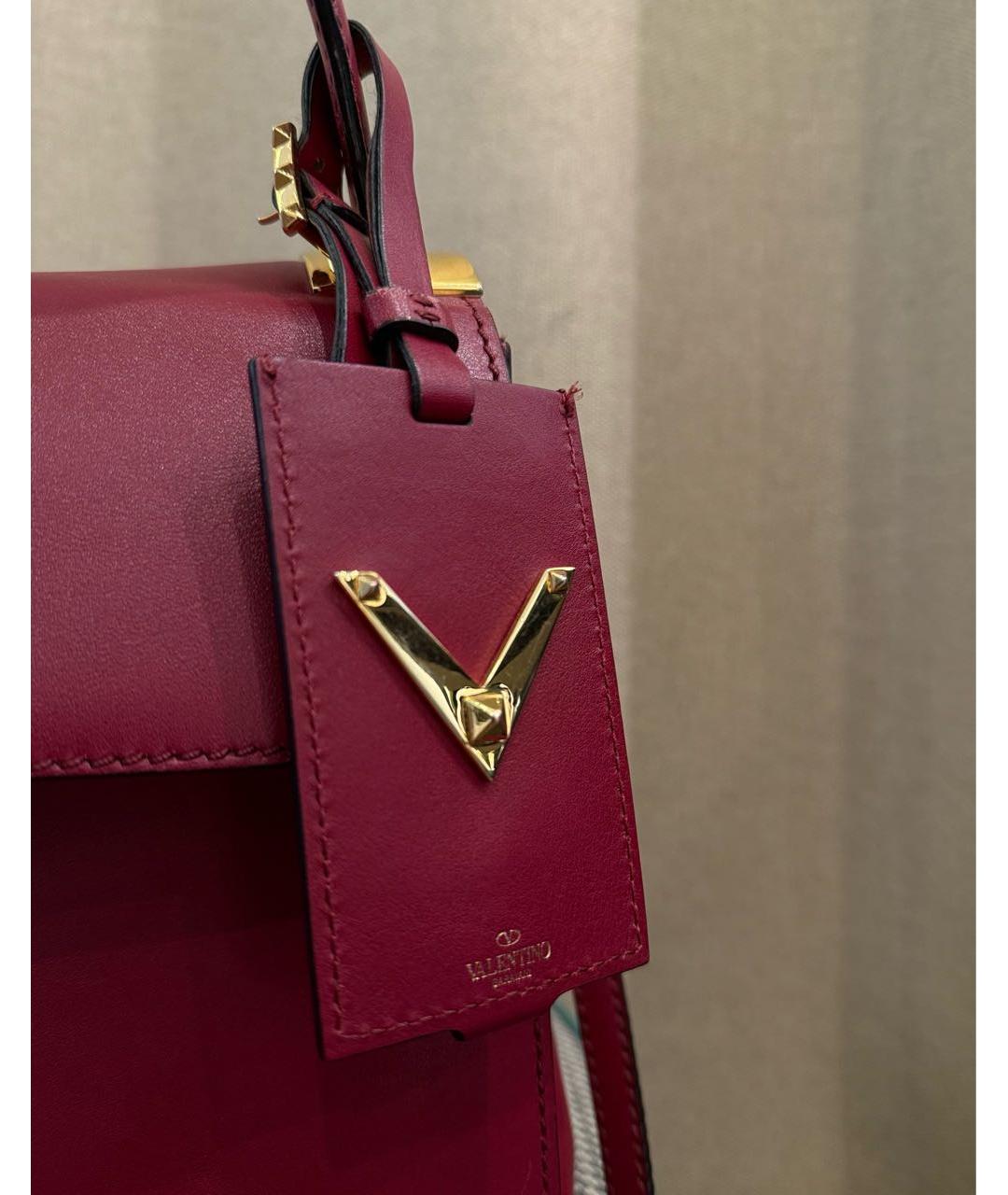 VALENTINO Бордовая кожаная сумка тоут, фото 5