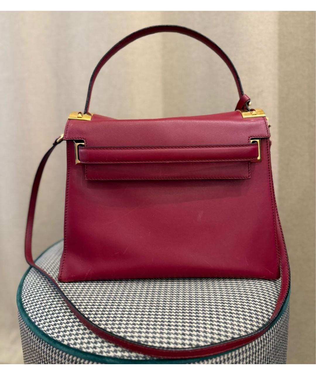 VALENTINO Бордовая кожаная сумка тоут, фото 8