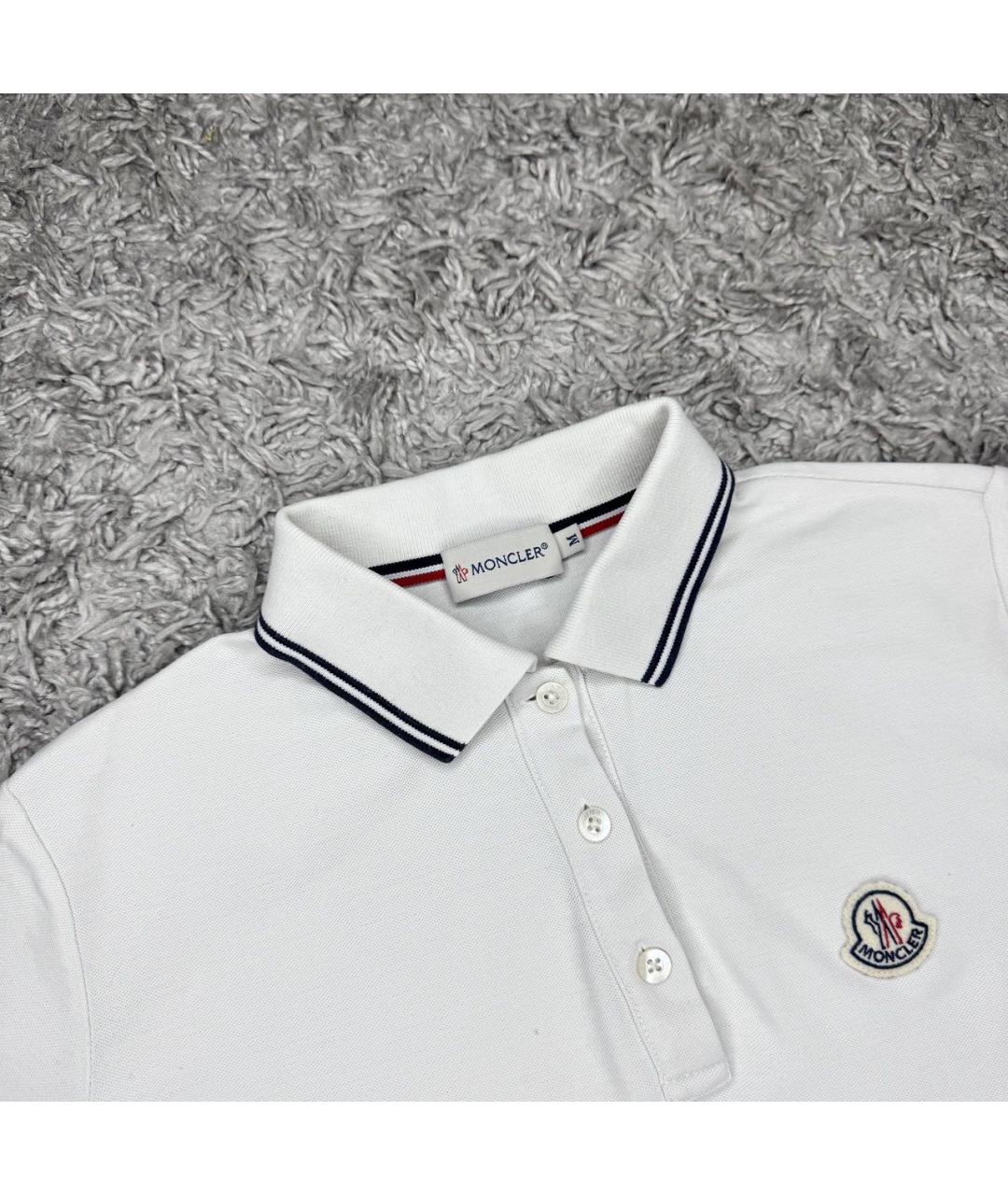 MONCLER Белое хлопковое поло с коротким рукавом, фото 2