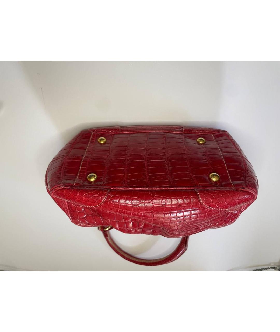 PRADA Красная сумка с короткими ручками из экзотической кожи, фото 2