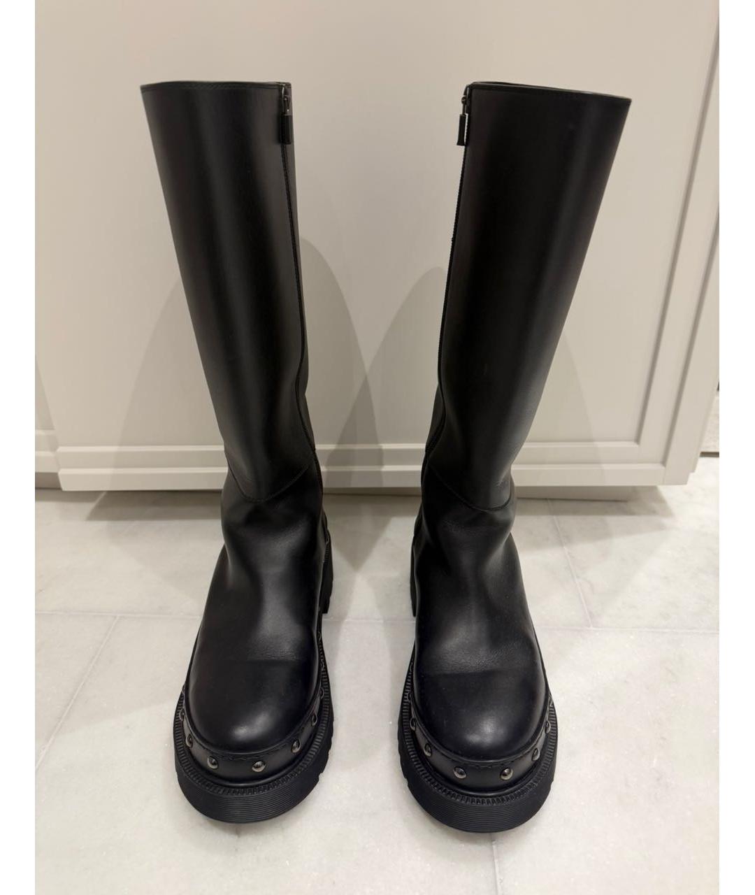 CHRISTIAN DIOR Черные кожаные сапоги, фото 3