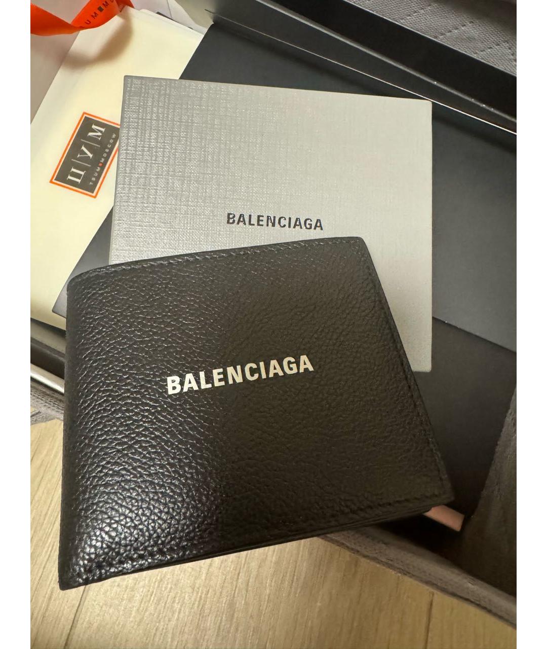 BALENCIAGA Черный кожаный кошелек, фото 7
