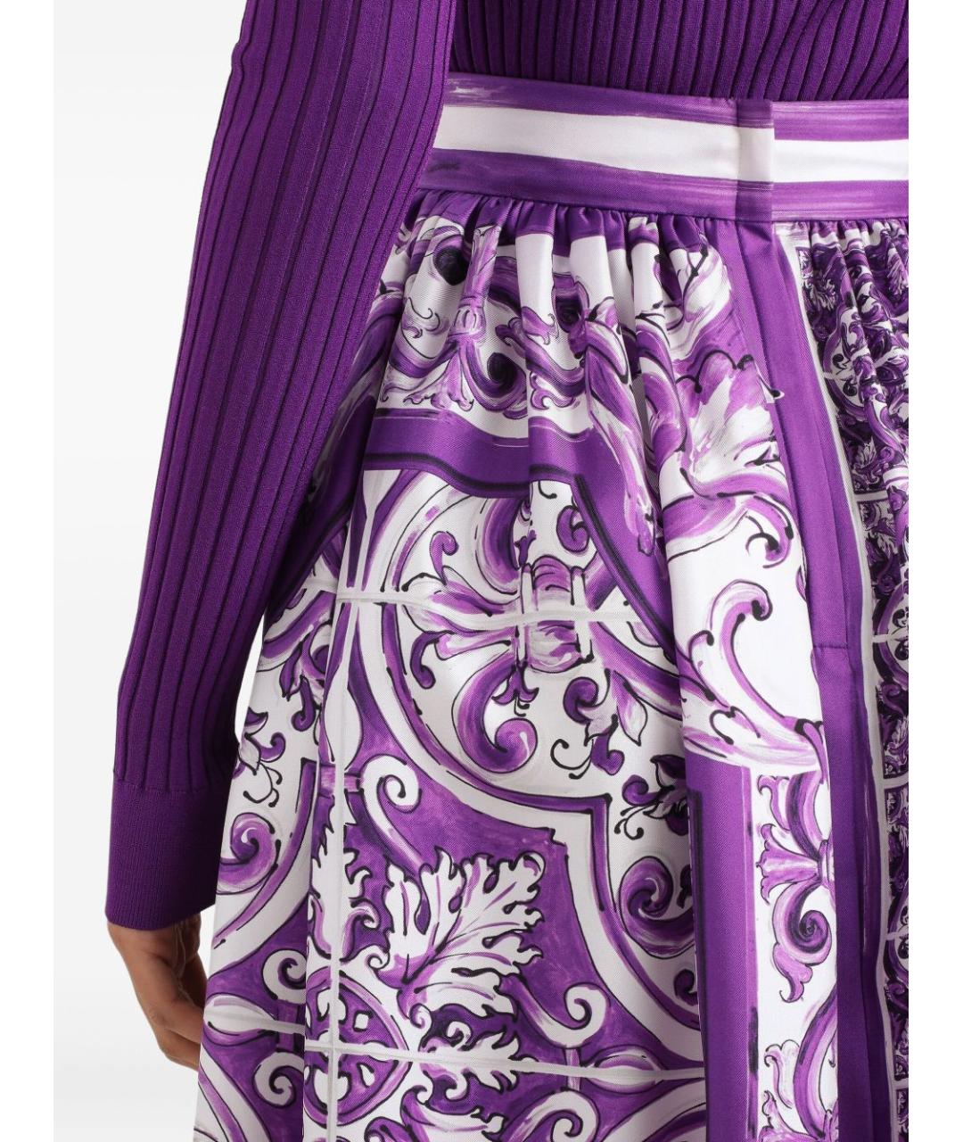DOLCE&GABBANA Фиолетовая шелковая юбка миди, фото 5